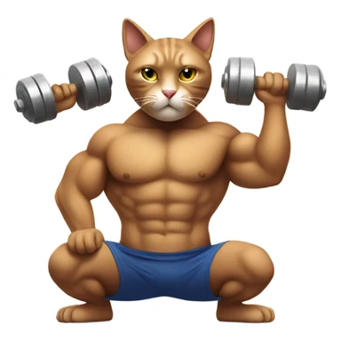 A muscular cat lifting dumbbells sticker