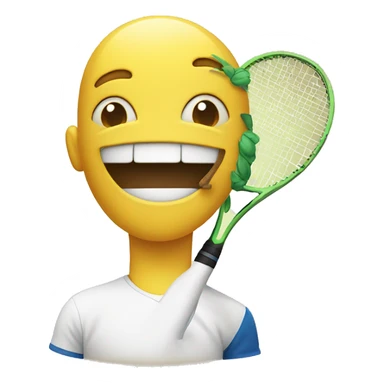 happy emoji wth tennis racket sticker