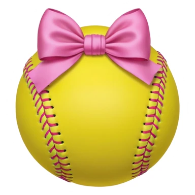 Yellow softball with pink bow around it  sticker