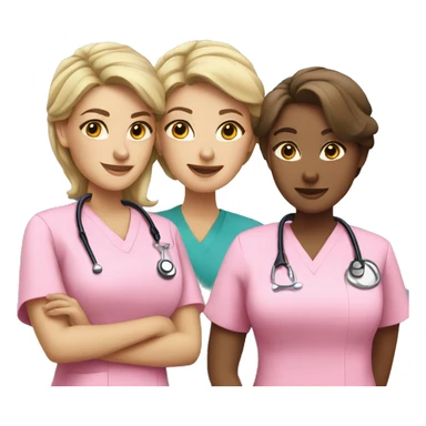Three women nurse in pink scrubs  sticker