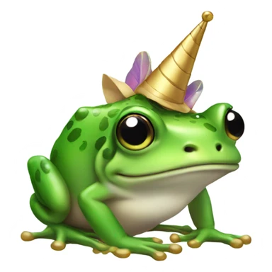 Green frog with unicorn horn and wings sticker