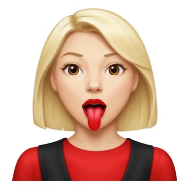 Woman head, blonde, slim, mouth wide open, tongue out, throat showing
 sticker
