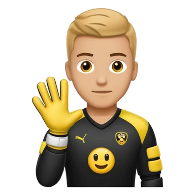 Football goalkeeper gloves with man goalkeeper and small emoji sticker