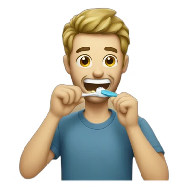 A man brushes his teeth sticker