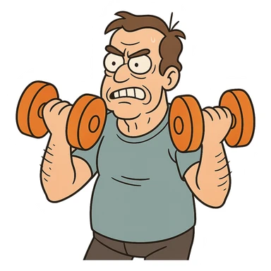 flat toon style orange dumbbells sticker
