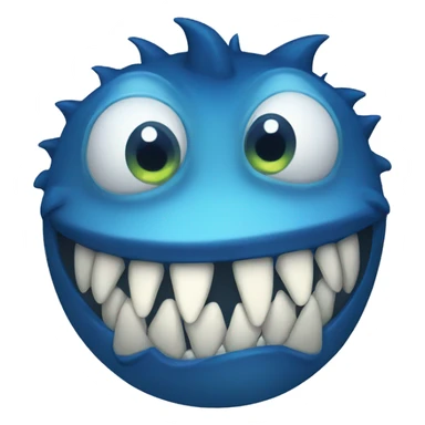 blue monster big teeth sticker