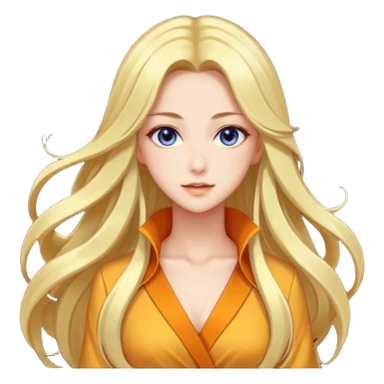 Elegant beautiful woman, long flowing hair, glowing skin, captivating eyes, fashionable outfit, dreamy light, detailed anime-style, vibrant colors, transparent background sticker