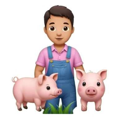 farmer with pet pig sticker