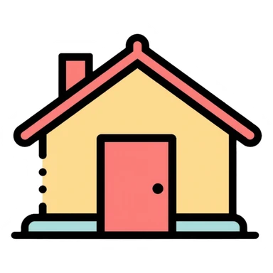 simple home house with roof and door sticker