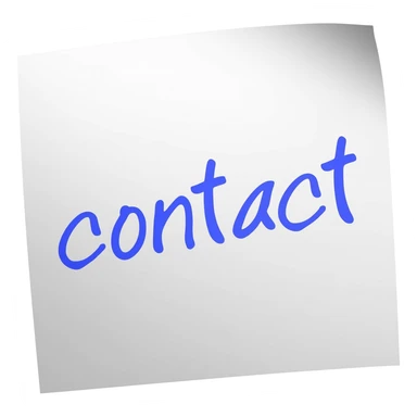 white paper with the word contact in blue on it sticker
