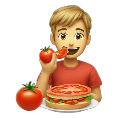 tomato eating lunch sticker