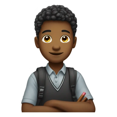 schoolboy draws and colors sticker