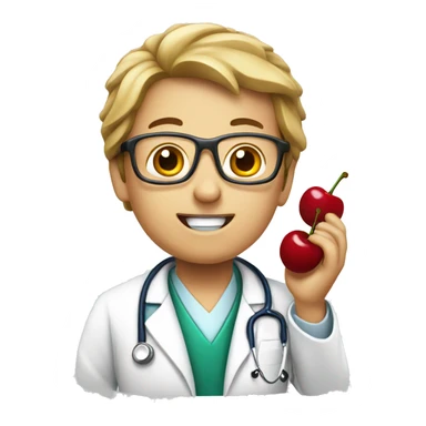 Doctor eating cherry  sticker