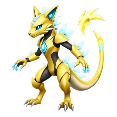 Modern Cyber Lombax-Zeraora-Fakémon-creature, full body sticker