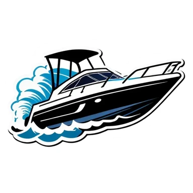 recreational boat in waves sticker