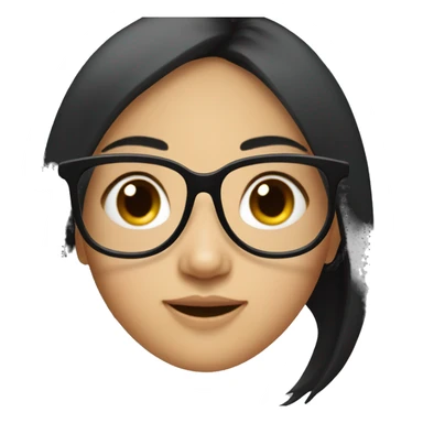 Black hair asian girl with black rectangle glasses sticker