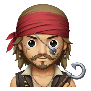 pirate with eye patch and hook hand sticker
