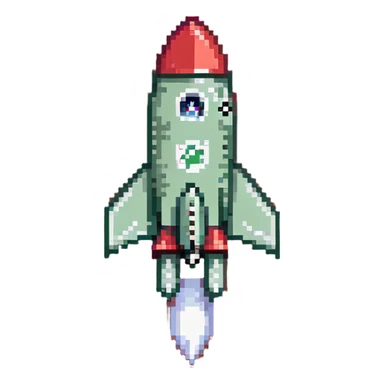 Prominent green checkmark emoji (iOS style) with a tiny rocket ship flying diagonally in the bottom right corner sticker