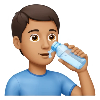 man drinking water from a bottle sticker