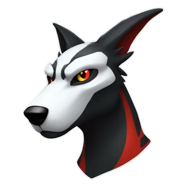 Black Cool Edgy Sergal-Houndoom-Fakémon  with White and Red Edgy markings sticker