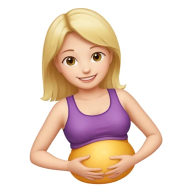 Girl with inflating belly sticker
