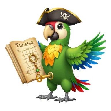 pirate parrot with treasure map sticker