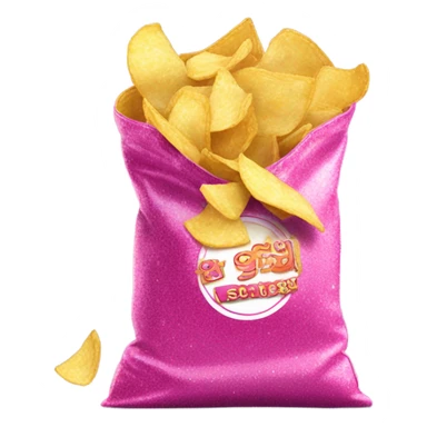 Pink bag of chips with glitter  sticker