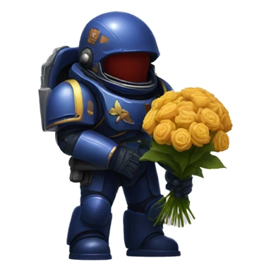 spacemarine holding flowers  sticker