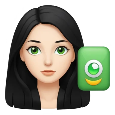 femme blanche, cheveux long, lisse et noir sticker