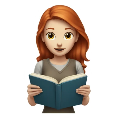 Redhead girl blue eyes reading a book sticker