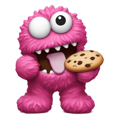 Pink cookie monster devouring cookies sticker