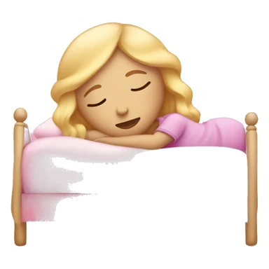 Blonde hair girl sleeping in pink bed sticker