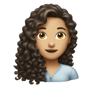 A brunette girl with long curly hair sticker