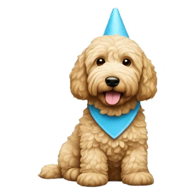 golden doodle wearing blue cone  sticker