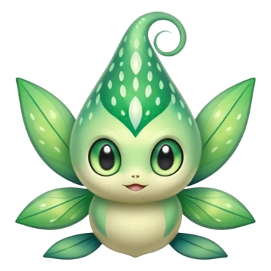 Sparkly White And Green Natural Flowery Colorful Seedot-Swadloon-Celebi-Fakémon-hybrid-creature (full body)  sticker