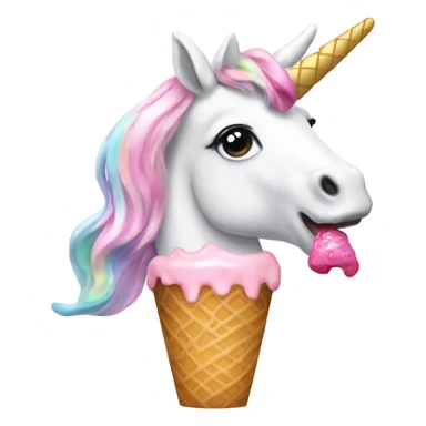Unicorn eating icecream with preppy nails sticker