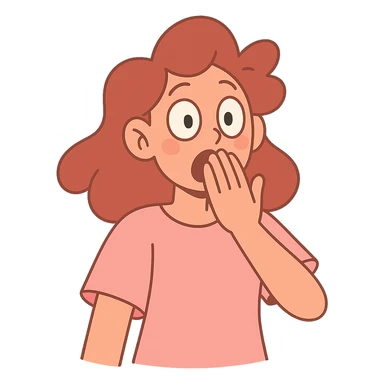 surprised face with hand over mouth, pastel tones, cartoon style sticker