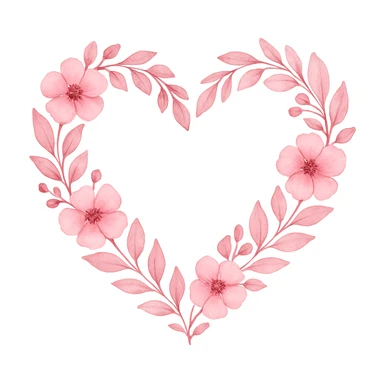 pink wreath heart, remove background sticker