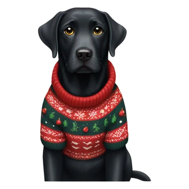 Black Labrador in new year sweaters  sticker