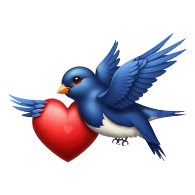 swallow holding heart sticker