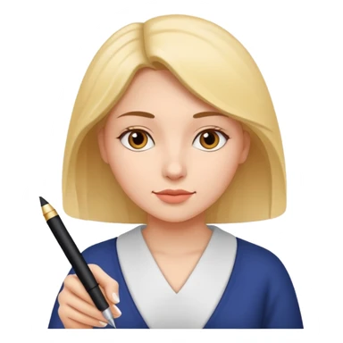 Woman writing with a pen on paper sticker