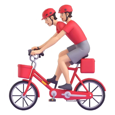 courier wearing a red dress riding a bike, clear and expressive, suitable for an emoji or icon sticker