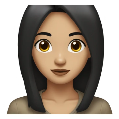 a girl with straight, medium black hair, parted in the middle, slanted but not too slanted eyes, medium beige skin color sticker