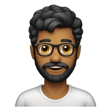 Genera un emoji de un hombre estilo hipster, con cabello negro, barba completa pero corta, color de piel caucásica, sin gafas sticker