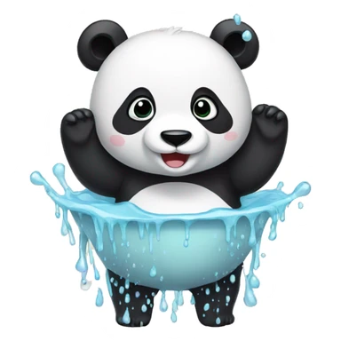 panda take a shower sticker
