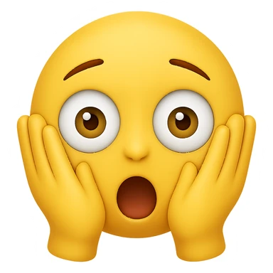 Add hands to the chocki emoji while keeping the surprised expression. Preserve the transparent background. The style should match the Apple emoji style with its characteristic look and colors. sticker
