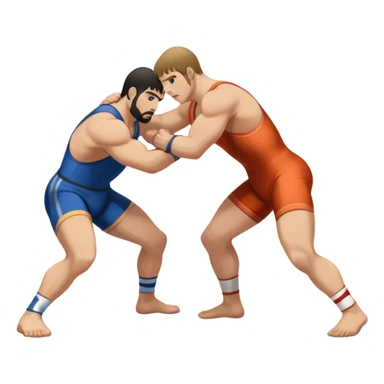 An icon symbolizing Greco-Roman wrestling, showing two wrestlers locked in a powerful grip, focusing on upper-body techniques. The background features a wrestling mat, with the athletes wearing traditional singlets. Transparent background highlights the strength and skill of the sport. sticker