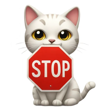 Cat with a stop sign sticker