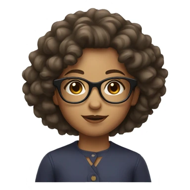 A girl with curly hair with glasses and brown eyes sticker