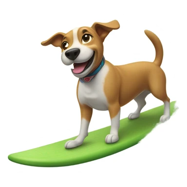 Dog riding surf board sticker